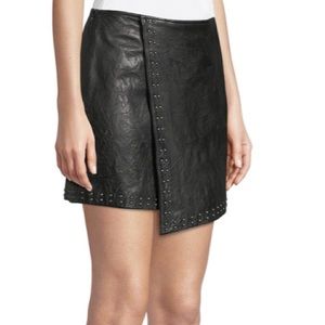Joie Orlanda Draped Studded Lamb Leather Skirt 2